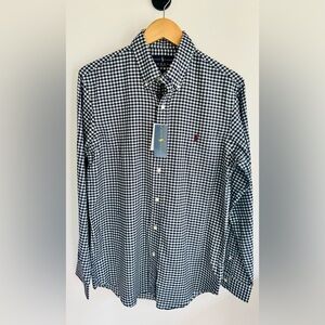 Ralph Lauren Custom Fit Gingham Button Down
Navy White Shirt NWT Medium